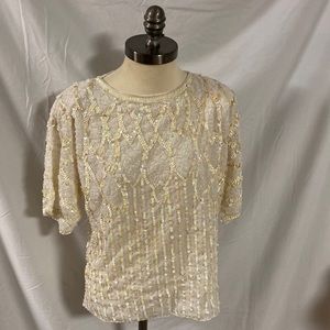 Vintage white sequin top